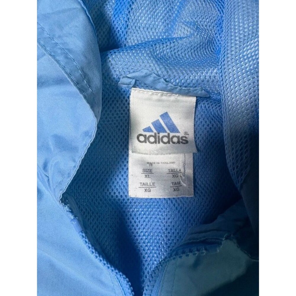 Adidas Light Blue & Navy Full Zip Hooded Windbreaker Jacket - Size XL - Picture 3 of 7
